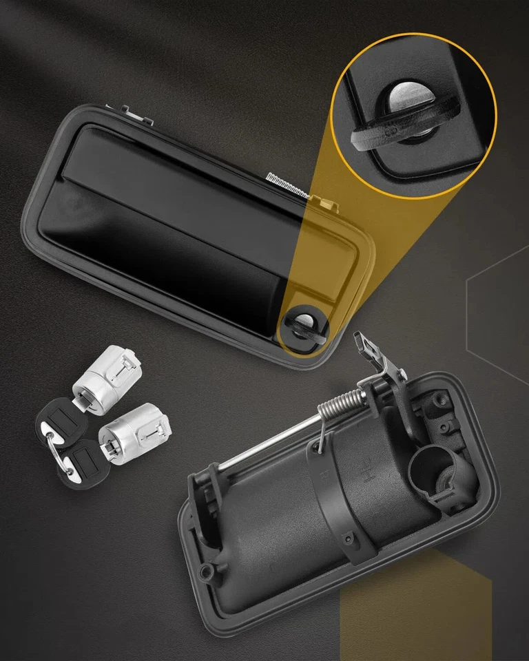 Manija de puerta exterior de metal con cilindro de bloqueo y llaves para Chevy GMC C1500 1988-2000 Foto 4 de 4