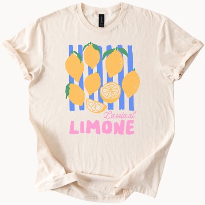 La Vita Al Limone Lemon Graphic T Shirt Cute Italian Lemon Fruit Tee