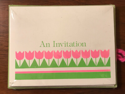 Vintage NOS Clinton Prints C.R. Gibson Company 8 Invitations Retro