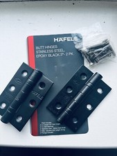 2 Pack Butt Hinge, Ball Bearing, 76 x 50 mm, epoxy black Steel, Fixings Included
