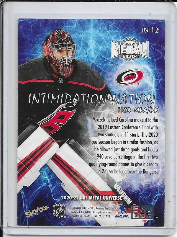2020-21 Metal Universe Petr Mrazek Intimidation Nation # IN-12 - Image 2 of 2