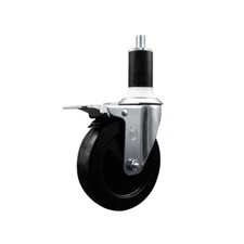 5 Inch Hard Rubber Swivel 1-3/8 Inch Expanding Stem Caster Total Lock Brake SCC