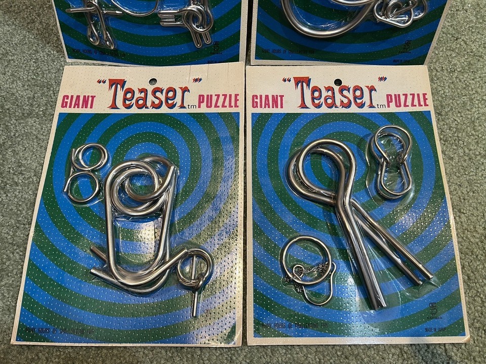 4 Sealed 1960’s Giant Teaser Metal Ring Puzzle IQ Brain Teaser Toy Lot ...