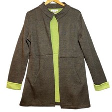 Vintage Susan Bristol Cardigan Open Medium Front Shacket Wool Blend Brown Green