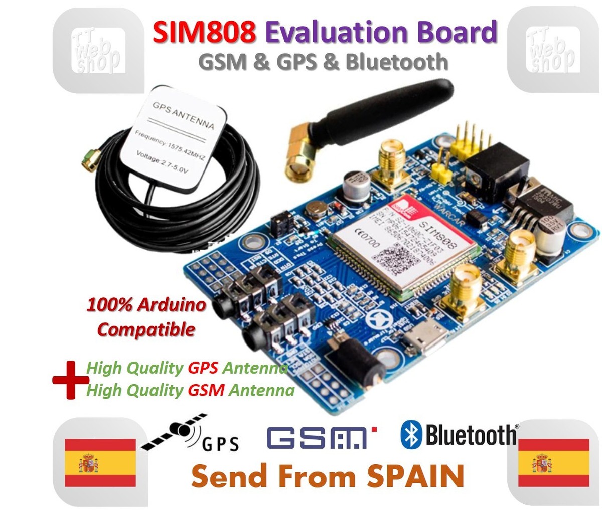 Modulo Sim808 Gsm/gprs/gps Con Antena Compatible Con Arduino | Envío gratis
