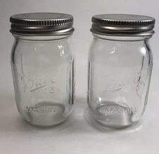Mini Ball Mason Spice Jar With Metal Lid 4oz Jars Clear Measurement Marks Pair 2