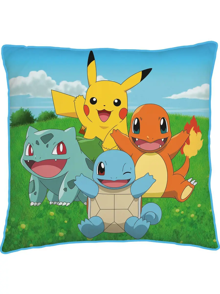 Pokemon Cushion Filled Square Kids Pikachu Squirtle Charmander Bulbasaur