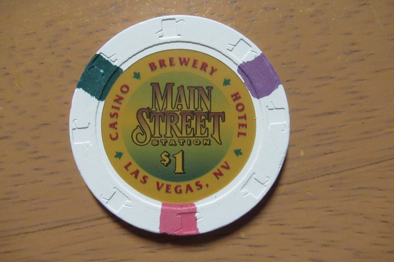 Main Street Station Hotel Casino $1 Gaming Poker Chip ~ Las Vegas, Nevada