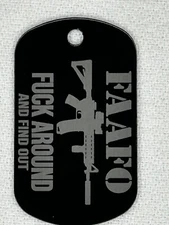 FAAFO Laser Engraved Military Style Dog Tag With Chain And Your Name