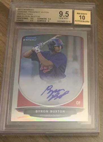 BYRON BUXTON 2013 BOWMAN CHROME PROSPECT REFRACTOR AUTO /499 BGS 9.5/10 GEM MINT