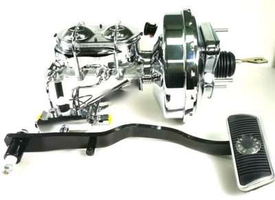 1967-70 FORD MUSTANG 9'' CHROME POWER BRAKE BOOSTER MASTER CYLINDER DISC DRUM KIT
