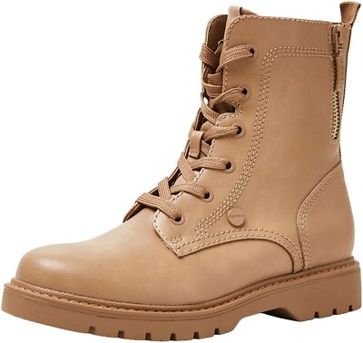 BNIB Esprit Ladies Lace-Up with Zip Ankle Boots, Beige, UK4 EU37