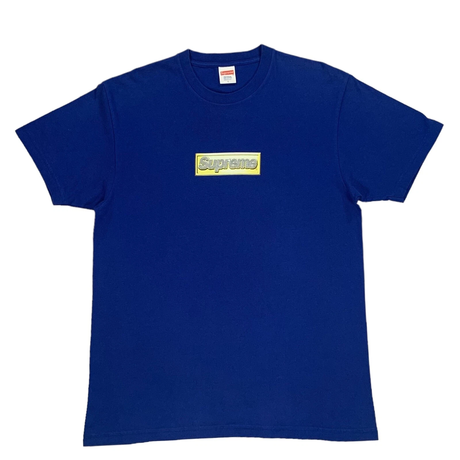T shirt manches courtes Supreme SS13 2013 bleu royal logo bling boxo taille L