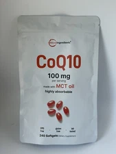 Micro Ingredients CoQ10 100mg Per Serving | 240 Softgels Made with Coconut MCT O