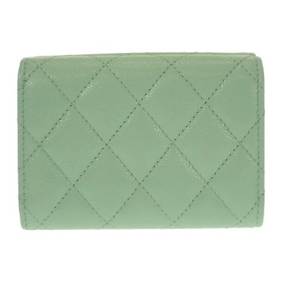 CHANEL Classic Small Flap Tri-fold Wallet Green Caviar Women's ISY