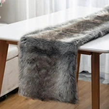 Faux Fur Table Runner Plush Christmas Table Runner Fluffy Table Runner for Ho...