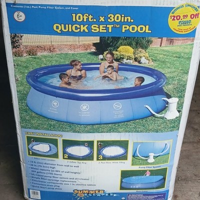 Summer Escapes Quick Set 10ft x 30in Round Pool 999 gal w/ Pump & Cover