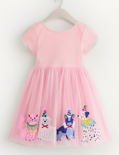Mini Boden Pink Tulle Dress,Dogs Appliqu : New With Tags 7-8 Years 