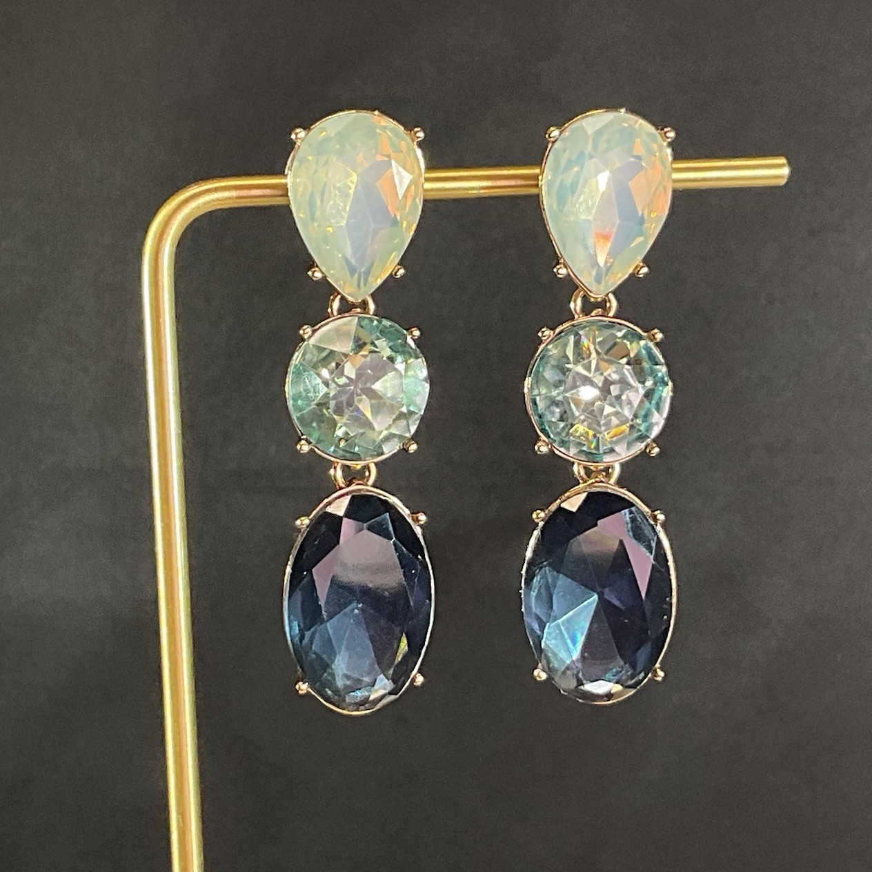 J.Crew Earrings Gold Tone Faceted Dangle Drop Womens Statement Jewelry 2.5 Inch