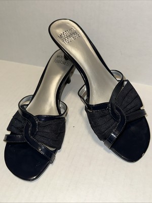 Mootsies Tootsies Womens Baylisk  Size 8M Navy  Fabric Slide 2.5'' Heels