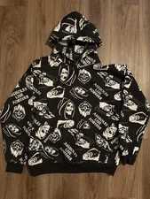 Assholes*s Live Forever Hoodie Mens L Black Sweatshirt Reaper All Over Print