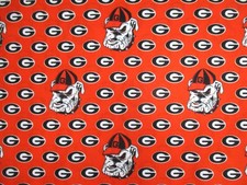 University of Georgia Bulldogs on 100 Cotton Fabric by the 1/4 Yard: 9" x 57"