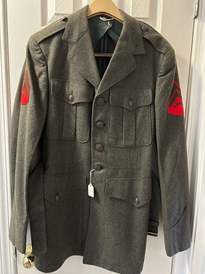 USMC Marine Corps EM Green Service Uniform Blouse Kersey Wool w/belt