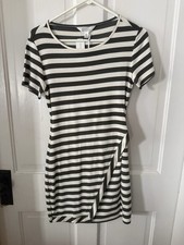 Women's Striped Short Sleeve Dress, Short, Fitted Size Small