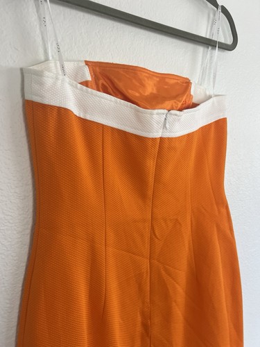 David Meister Retro MCM Strapless Orange Woven Textured Mini Party Dress Size 4 - Picture 12 of 15