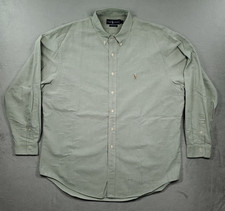 Ralph Lauren Shirt Mens 17 Green Oxford Button Up Long Sleeve Collared Pony