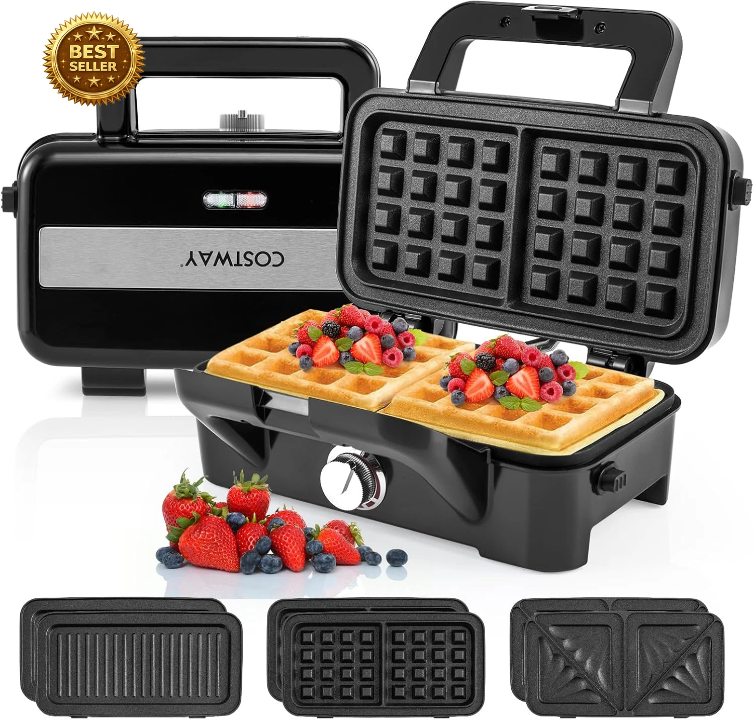 1200W 3-in-1 Waffle Maker Grill Sandwich Panini Press Non-Stick Removable
Opens in a new window or t
