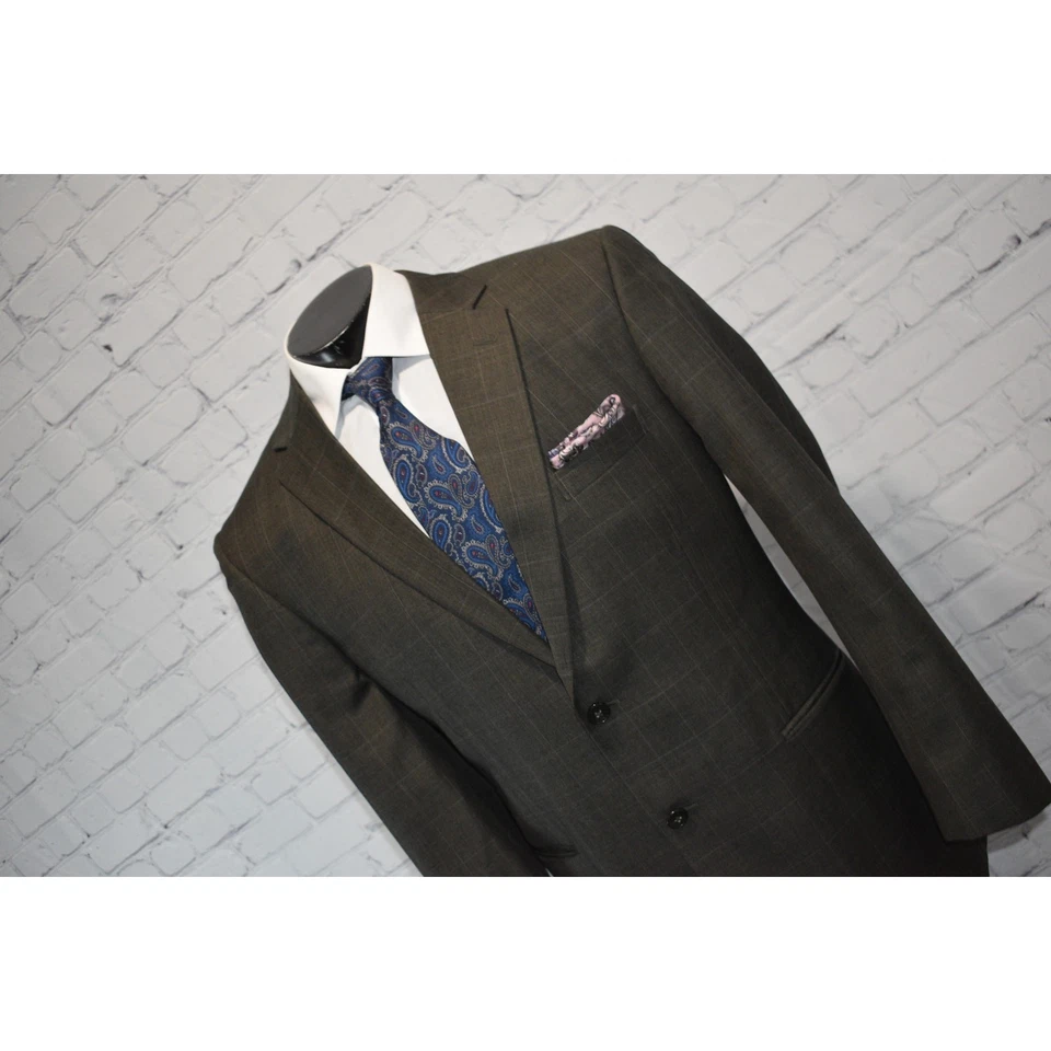 Jos A Bank Suit 2 Piece 2Btn Mens Size Jacket 44 R Tailored Wool Pants 36 x 30 - Image 3 of 4