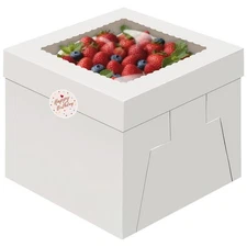 15Pcs Cake Boxes,10X10X8 Inch Tall Cake Box with Window,White Bakery Boxes,Large
