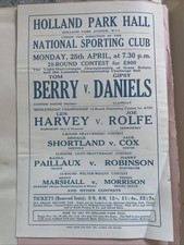 National Sporting Club Handbill  Boxing Holland Park Hall Berry V Daniels