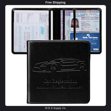 Car registration insurance holder with magnetic closure for documents and cards
