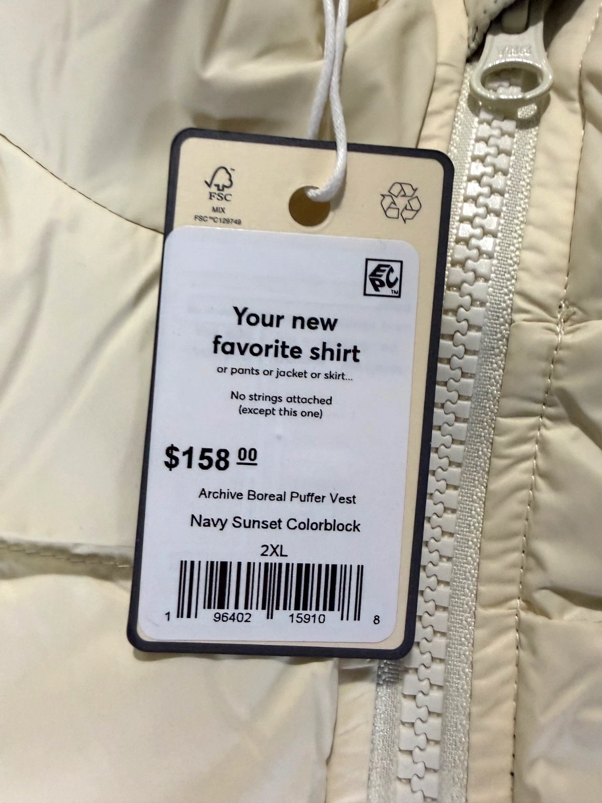 New Marine Layer Archive Boreal Puffer Vest Navy White Stripe Chevron Jacket XXL image 6
