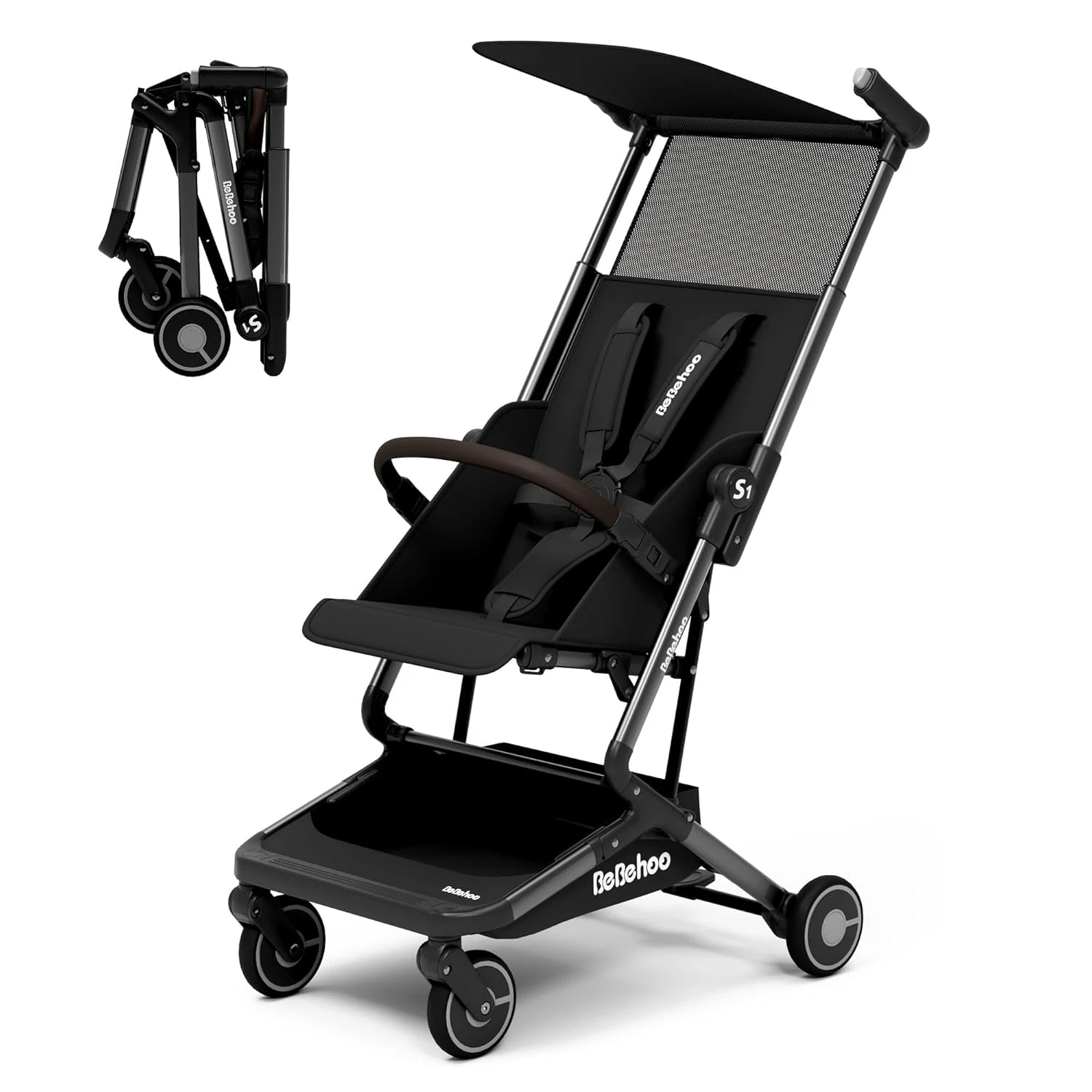 Compact Lightweight Travel Baby Stroller for Toddlers 1-3 Years (Black)