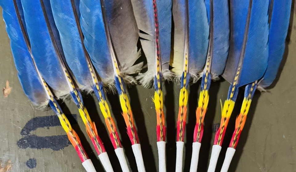 Authentic Native American Beaded Feather Fan Apache Payote Church Prayer McCaw - Image 3 of 3