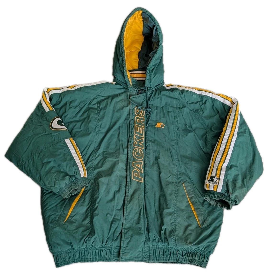 VTG STARTER PRO LINE GREEN BAY PACKERS 1/2 ZIPP WITH HOOD PULLOVER JACKET XL VTG STARTER PRO LINE GREEN BAY PACKERS 1/2 ZIPP WITH HOOD PULLOVER JACKET XL