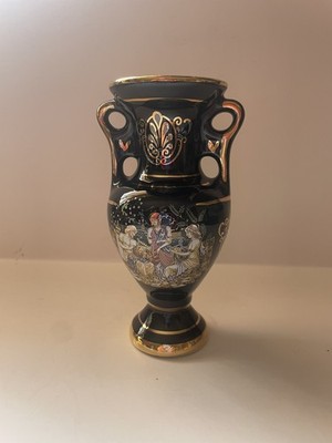 Fakiolas Handmade Greek 24K Gold Handpainted Porcelain 5.5'' Vase