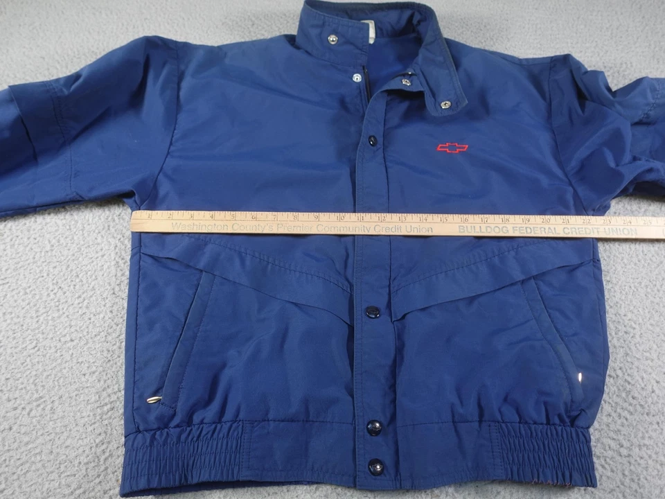 Chaqueta de bombardero Chevrolet vintage para hombre mediana azul Chevy cortavientos hecha en EE. UU. AÑOS 90 Foto 4 de 4