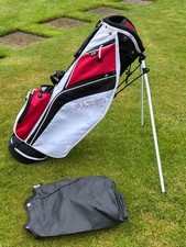 Fazer Lightweight Golf Stand Bag w/ Rain Hood + Dual Strap - White/Black/Red