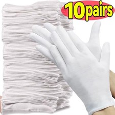 10-50 Pairs White Cotton Gloves for Dry Hands Sleeping, Spa,Moisturizing Glove