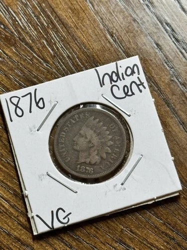 1876 Indian Head Cent Penny VG Very Good Better Date US 1c Type Coin (Raw18590)