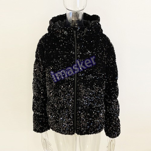 Doudoune courte en duvet de canard blanc pailleté velours BLING BLING mode hiver - Photo 2/16