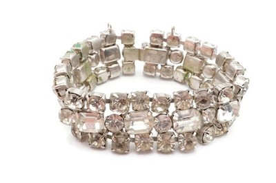 Vintage Kramer Of New York Bracelet Silver Tone Rhinestone 7''
