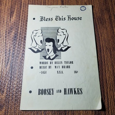 Bless This House Sheet Music SSA May Brahe Boosey and Hawkes