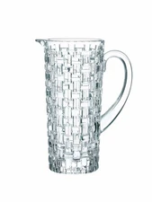 Bossa Nova Pitcher, 40-Ounce Clear Water Carafe with Handle, Made of Crystal ...