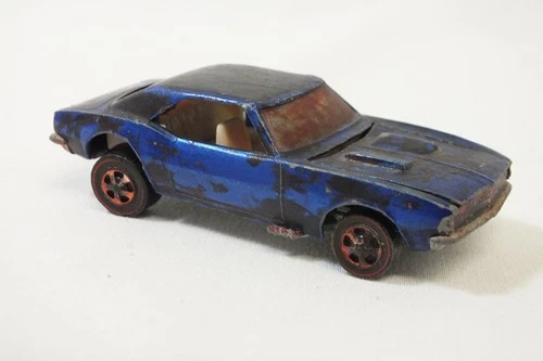 Vtg 1967 Hot Wheels Custom Camaro Blue White Interior Redline Original