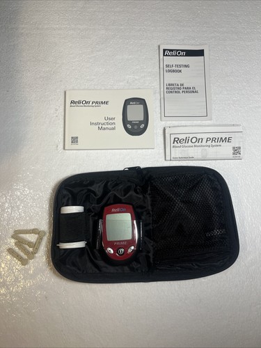 Medidor rojo de glucosa en sangre ReliOn PRIME/ESTUCHE RELION/ - usado